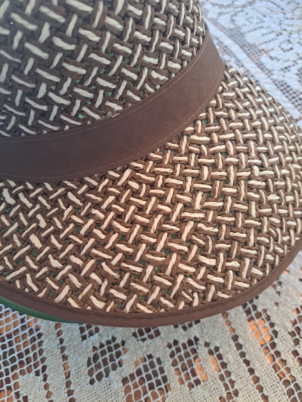 Royal Road Trading Co Woven Straw Sun Hat with Ribbon Trim Brown - Picture 2 of 4